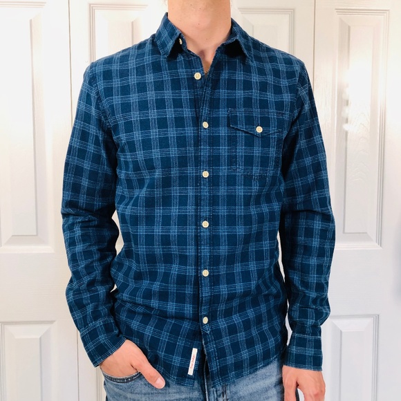 Lucky Brand Other - Lucky Brand Marin True Indigo Blue Plaid Shirt S